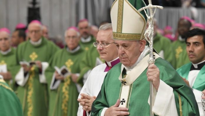 Papa Francisco se reuniu com padres em evento sobre a Amazônia | Foto: Vatican News