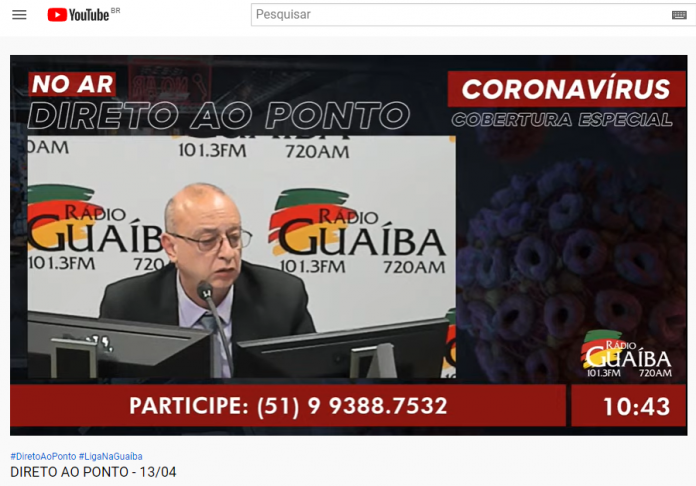 Canal da Rádio Guaíba no YouTube transmite ao vivo a programação da emissora | Foto: Reprodução/YouTube