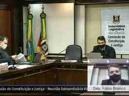 Deputado Fábio Branco (MDB) comandou a reunião virtual da CCJ da Assembleia | Foto: Reprodução/TV Assembleia