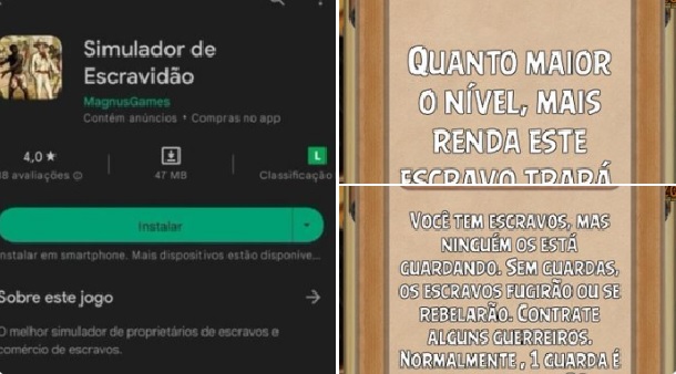 Google tira do ar jogo 'Simulador de Escravidão', que permitia castigar e  torturar pessoas negras, São Paulo