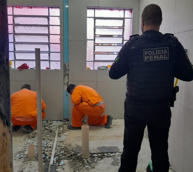 Reforma no batalhão contempla substituição de pisos, instalação de porcelanato, pintura e melhorias na rede elétrica Crédito: Divulgação/Polícia Penal